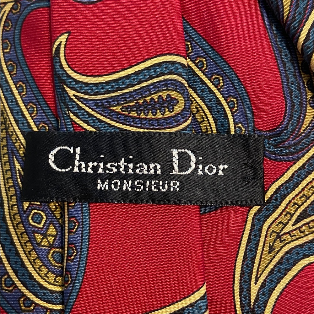 Dior Red and Gold Paisley Tie length 57” - Picture 3 of 8